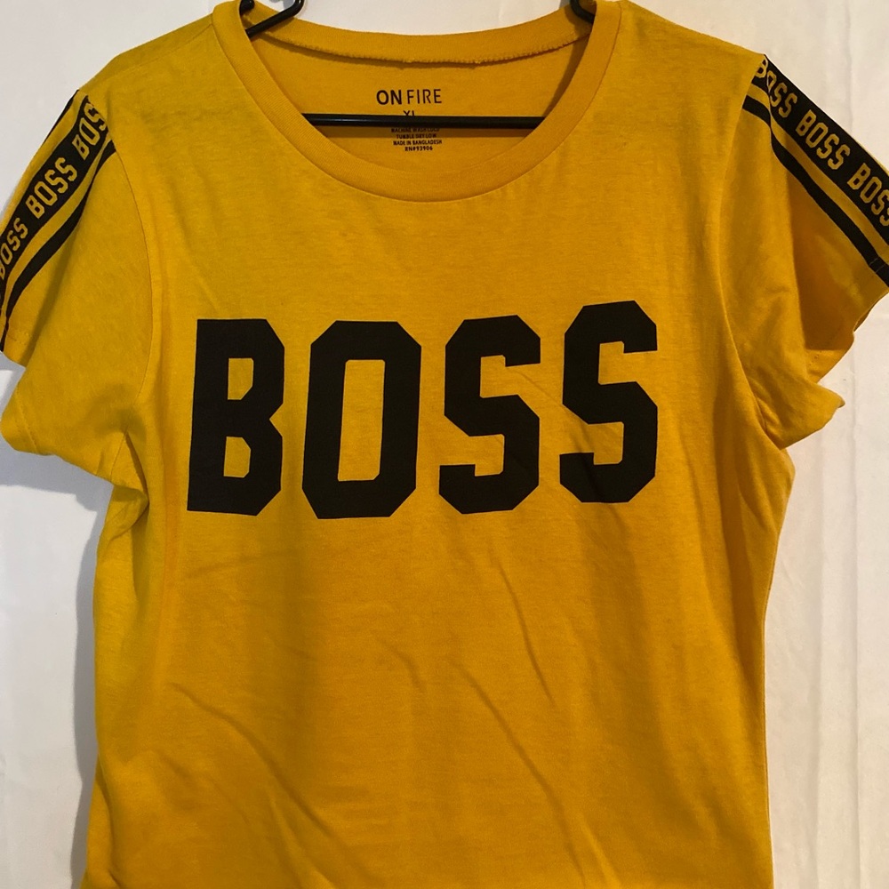 On Fire Black and Gold Graphic Crop Top